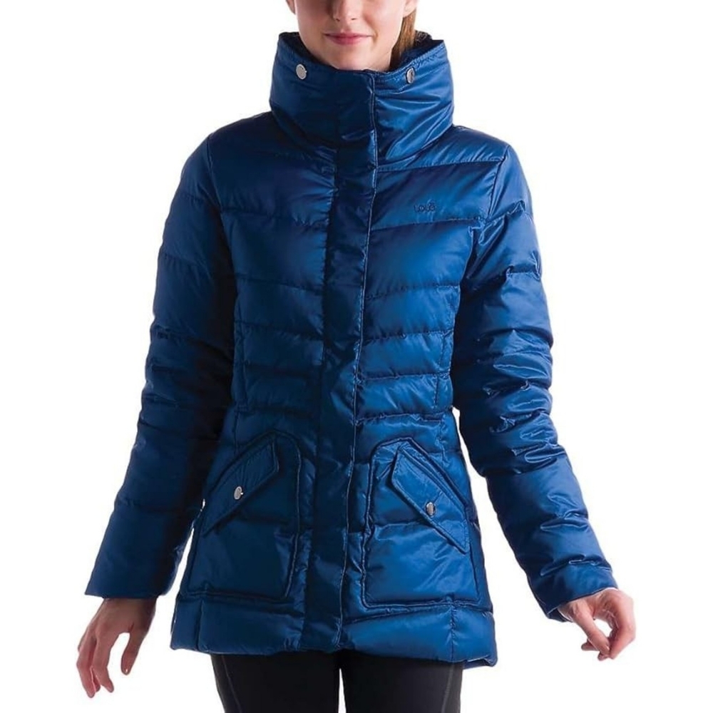 NWT Lole Nicky 2 Down Jacket Evening Blue Stand-up Collar Storable Hood Sz M